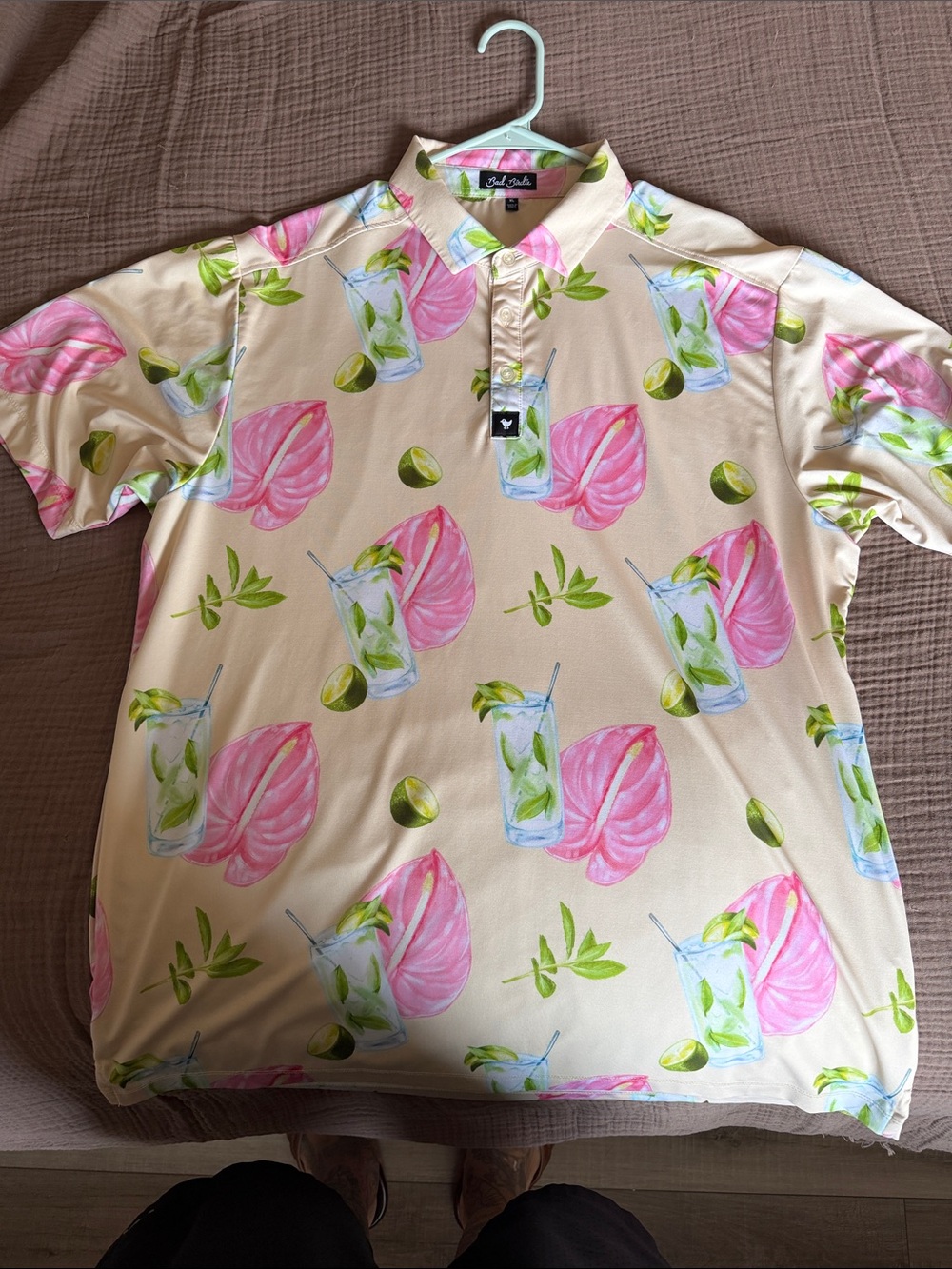 Bad Birdie Pink & Cream Tropical Mojito Polo